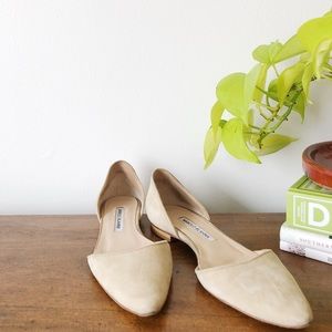 Manolo Blahnik Suede d’Orsay Flat, Cream